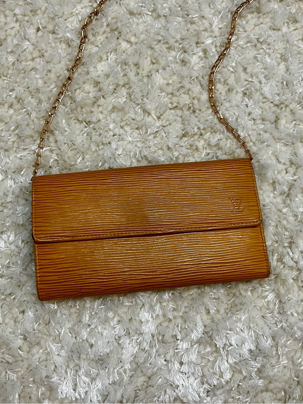 Louis Vuitton Yellow Epi Sarah Leather Wallet-on-Chain with Gold Chain